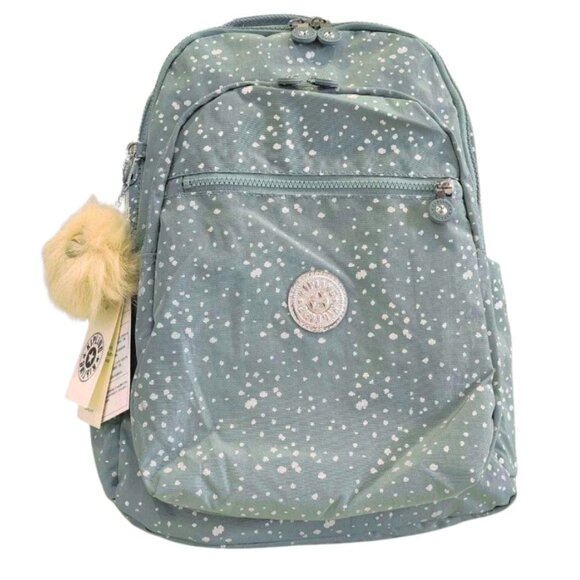 brand new Kipling reduced Large 44cm 15" Laptop  Seoul Backpack snowflake green - Picture 1 of 12